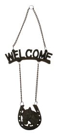 Cast Iron Welcome HorseHorseshoe Sign