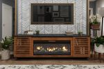 Bridgevine Home Graceland 86 inch Fireplace TV Stand Console for TVs up to 100 inches, Minimal Assembly, Black with Bourbon finish