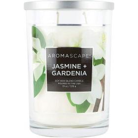 Aromascape PT41917 2-Wick Scented Jar Candle, Jasmine & Gardenia, 19-Ounce, White