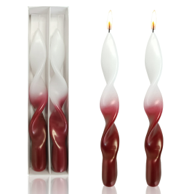 FCMSHAMD 8.8'' White Red Taper Candles - Unscented Dripless (2 Pack)