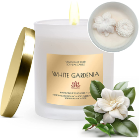 Soy Wax Candle in Glass Jar White Gardenia Clean Burn up to 80 Hours Handmade in USA Natural and Safe by Relaxcation 10 oz