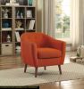 Orange Fabric Upholstered Accent Chair 1pc Espresso Finish Legs Button Tufted Solid Wood Furniture Living Room Chair