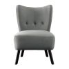 Unique Style Gray Velvet Covering Accent Chair Button-Tufted Back Brown Finish Wood Legs Modern Home Furniture