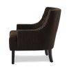 Modern Traditional Accent Chair Button Tufted Chocolate-hued Textured Fabric Upholstery Solid Wood 1pc Living Room Furniture