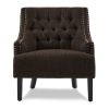 Modern Traditional Accent Chair Button Tufted Chocolate-hued Textured Fabric Upholstery Solid Wood 1pc Living Room Furniture