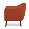 Orange Fabric Upholstered Accent Chair 1pc Espresso Finish Legs Button Tufted Solid Wood Furniture Living Room Chair