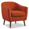 Orange Fabric Upholstered Accent Chair 1pc Espresso Finish Legs Button Tufted Solid Wood Furniture Living Room Chair