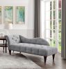 1pc Modern Traditional Chaise Button Tufted Detail Dove Gray Upholstery Style Comfort Living Room Furniture Espresso Finish Legs