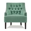 Modern Traditional Accent Chair Button Tufted Teal Textured Fabric Upholstery Solid Wood 1pc Living Room Furniture