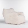 010-Soft Teddy Fabric Tufted Foam Bean Bag Chair With Teddy Fabric Ivory White