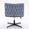 Armless Office Desk Chair No Wheels, BLUE