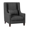 1pc Traditional Accent Chair with Pillow Nailhead Trim Dark Gray Polyester Upholstered Solid Wood Furniture Modern Living Room Chair