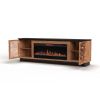 Bridgevine Home Graceland 86 inch Fireplace TV Stand Console for TVs up to 100 inches, Minimal Assembly, Black with Bourbon finish