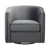 Classic Living Room Furniture 1pc Swivel Accent Chair Gray Velvet Upholstery Pleated Detail Solid Wood Furniture 360 Degree Swivel Chair Tuxedo Arms