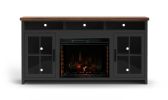 Bridgevine Home Essex 74 inch Fireplace TV Stand Console for TVs up to 85 inches, Minimal Assembly, Black and Whiskey Finish