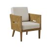 Handcrafted Rattan Upholstered Accent Arm Chair