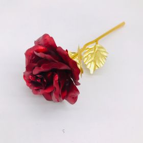 24K Luminous Color Gold Rose Flower Set (Option: Red naked flower)