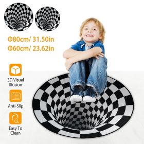 3D Visual Floor Area Mat Anti-slip Illusion Rug Doormat Round Living Room Carpet Mat (size: 60cm)