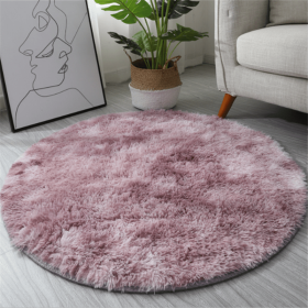 1pc, Non-Slip Plush Round Area Rug for Living Room and Kitchen - Soft and Durable Indoor Floor Mat for Home and Room Decor - 23.62 x 23.62 (Color: Tie Dye Pink)