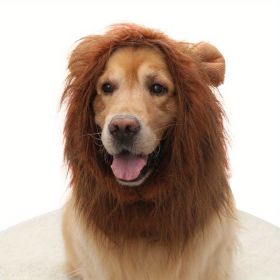 Adjustable Lion Wig with Ears for Dogs - Cute and Fun Mane Costume for Your Pet (Color: coffee)