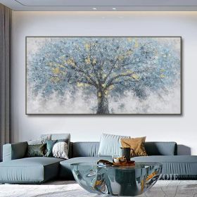 Hand Painted Oil Painting Oil Painting on Canvas Tree Blue Abstract Trees Landscape Modern Oil Painting Original Hand Painted Painting Modern Art (size: 90x120cm)