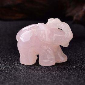 1PC Natural Crystal Amethyst Elephant Obsidian Animals Stone (Color: Rose Quartz)