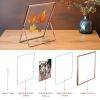 2Pcs Standing Rose Gold Metal Picture Frames 5x7IN 8x10IN Vertical Tabletop Floating Photo Frame