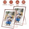 2Pcs Standing Rose Gold Metal Picture Frames 5x7IN 8x10IN Vertical Tabletop Floating Photo Frame