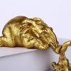 Golden Resin Elephant Sculpture Collectible Figurines Animal Ornaments Cute Bling Elephant Book Decor Presents Antique Gifts