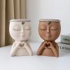 1pc Figure Flower Pot; Women Face Statue Vase Planter Ornaments; For Indoor Outdoor Home Decor Garden Patio (4.7*7.3*3.4in)